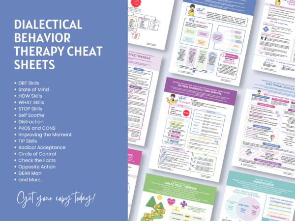 dbt cheat sheets dialectical behavior therapy reference guide