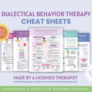 dbt cheat sheets dialectical behavior therapy reference guide