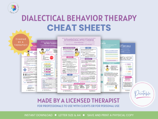 dbt cheat sheets dialectical behavior therapy reference guide