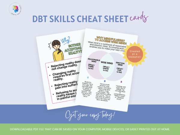 easy to understand dbt tools for emotional regulation, distress tolerance, and mindfulness cards